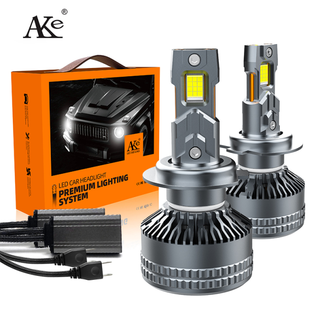 AKE K10 h7 led headlight bulb high power double copper tube 240 watts 24000 lumen 360 angle beam bombilla led h7 high bright 4575 chips 6000k h7 led canbus for automotive lighting system