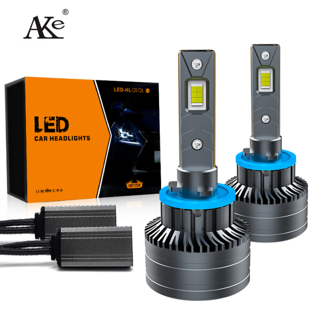 AKE T4F h13 led headlights High quality double copper tube 150 watts 15000 lumen h13 9008 led headlights high bright 3570 chips 6000k led bulbs h13 witn cooling fan