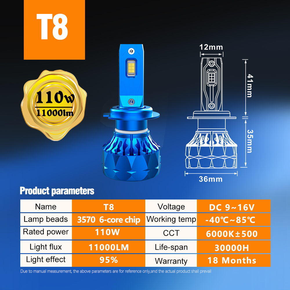 AKE T8 110W h1 led headlight high quality 110W 11000Lm 6000k natural white led h1 headlight bulb with super canbus DC 9-16V  3570 chips led headlight h1 for car