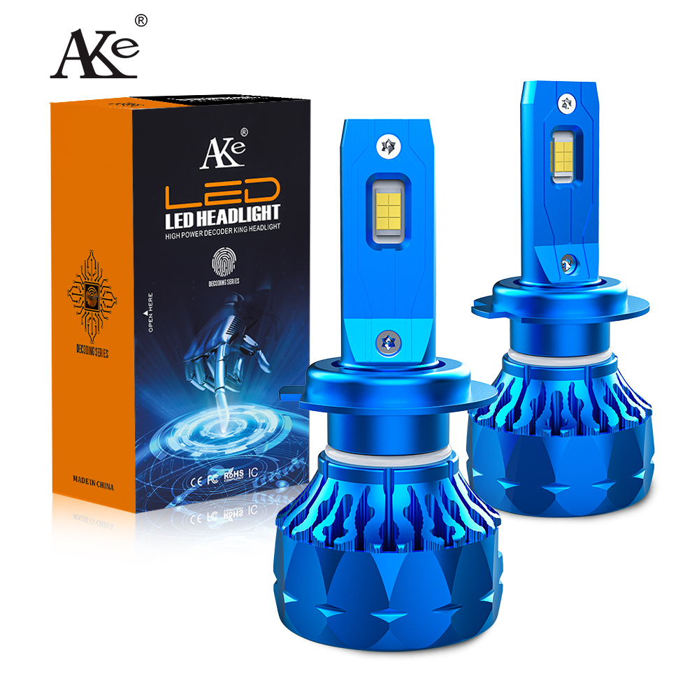 AKE T8 h7 led headlight bulb high power 110w 11000lm aviation aluminum alloy 6063 h7 led headlights with canbus 9-16V high bright 3570 chips led light h7 for auto