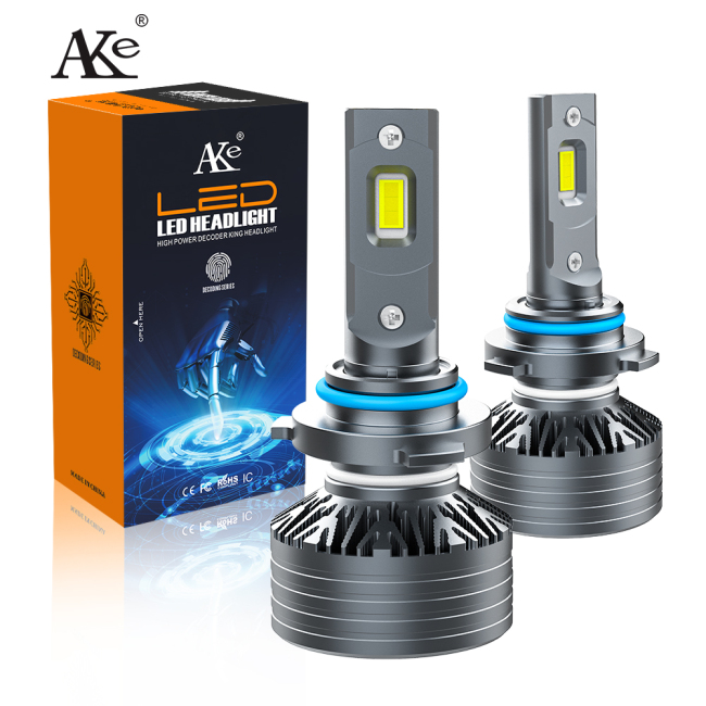 AKE T2 9006 led headlight bulb high quality double copper tube 100 watts 10000 lumen 6000k hb4 9006 led headlights high bright 3570 chips 9006 led hb4 bulb with canbus