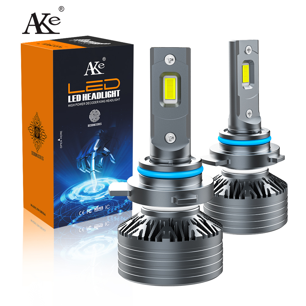 AKE T2 HIR2 9012 led headlight high power 100 watts 10000 lumen 3570 chips 9012 led headlight bulb 9-16V 6000k natural white 9012 hir2 led automotive lighting system with canbus