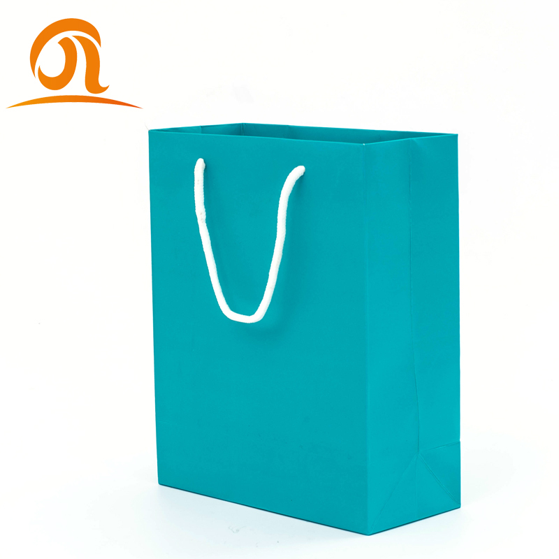 Stock Custom Luxury Bouquet Clothing Shopping Retail Blue Paper Bags With Logo Print