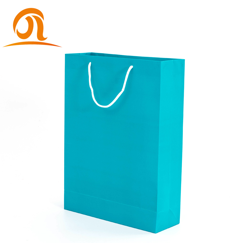 Stock Custom Luxury Bouquet Clothing Shopping Retail Blue Paper Bags With Logo Print