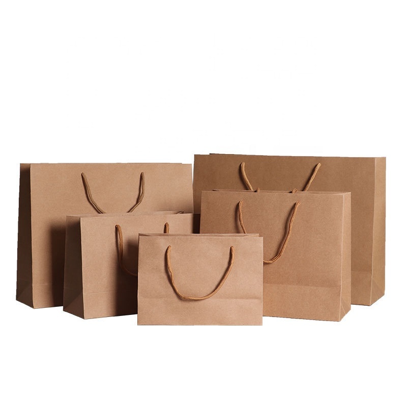 Multiple size print gift khaki paper shopping bag