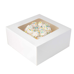 Baby welcome party custom transparent window wave design paper box cheesecake cup cakes paper box
