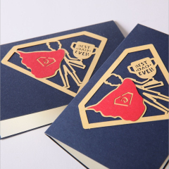 Hot Sale 3D Handmade Super Man DIY Paper Folding Greeting Cards  Paper Gift Cards With Envelope For Father's day Gift