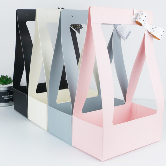 2020 new can wholesale green black pink waterproof portable flower basket carton
