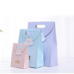 Sacola De Presente Custom Bow Tie Birthday Small Gift Bag Portable Paper Shopping Bag With Ribbon For Wedding