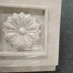 White marble flower carved wall decoration panel