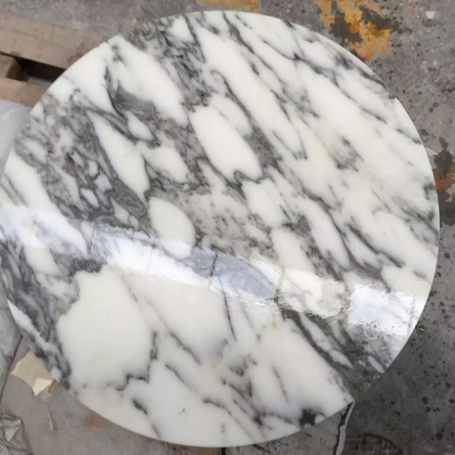 Round Arabescato white  marble table tops