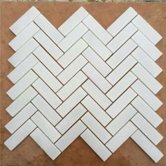 Ubin Mosaik Marmer Herringbone White Jade