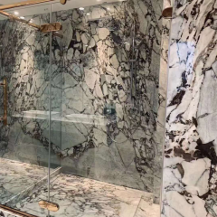 Panel dinding ubin lantai kamar mandi marmer putih Arabescato baru
